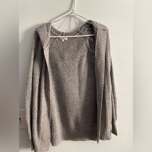 grey sweater cardigan w hood size XS